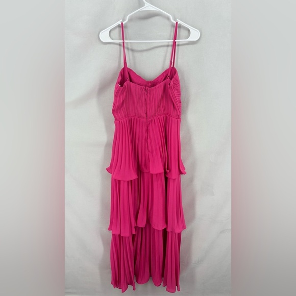 NWOT Lulus Cascading Crush Hot Pink Tiered Bustier Midi Dress  Ruffle Barbie - Picture 4 of 8